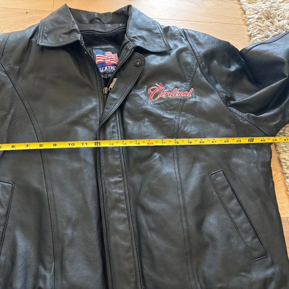St. Louis Cardinal U.S.A. Leather Jacket Men's Size Large Removable Fleece VTG